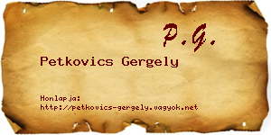 Petkovics Gergely névjegykártya